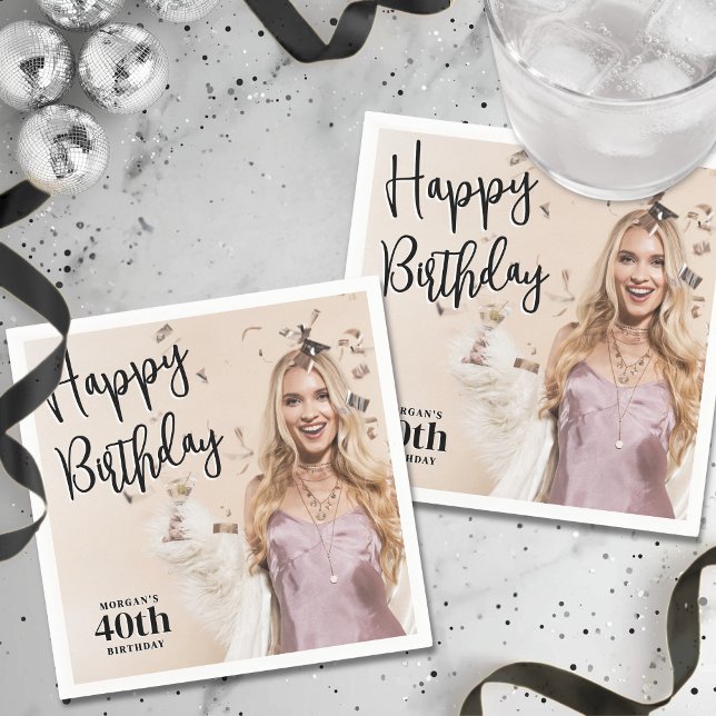 Servilleta De Papel Fiesta de Cumpleaños con Foto Personalizada (Personalized Photo Birthday Party Napkins)
