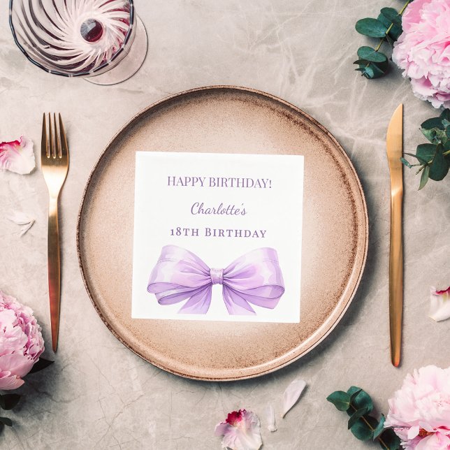 Servilleta De Papel Fiesta de cumpleaños con lazo de lavanda (Subido por el creador)