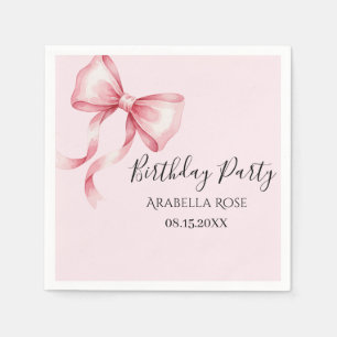 Servilleta De Papel Fiesta de Cumpleaños con Lazo Rosa Caprichoso