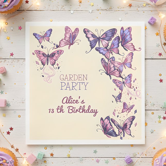 Servilleta De Papel Fiesta de cumpleaños con mariposas (Subido por el creador)