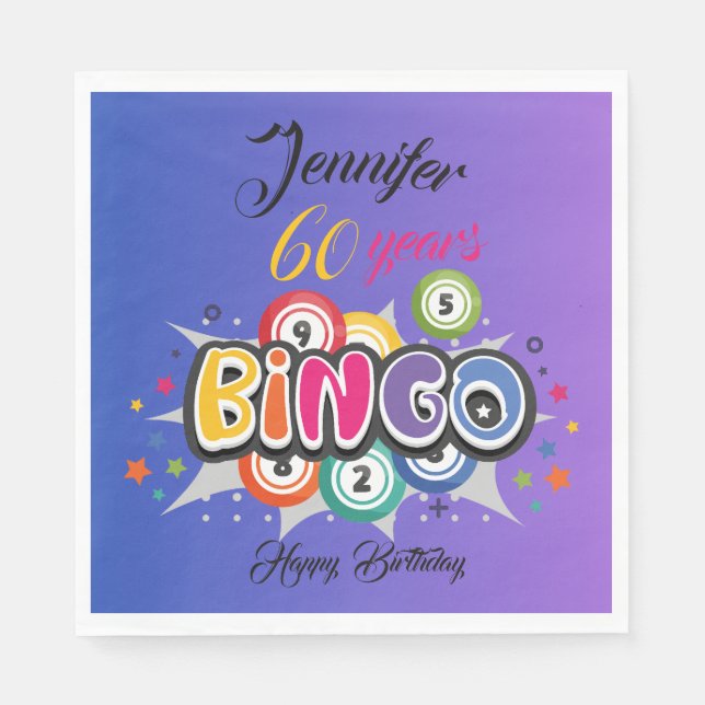 Servilleta De Papel fiesta de cumpleaños con tema de BINGO (Anverso)