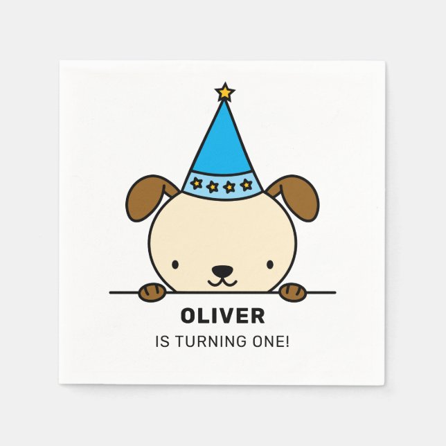 Servilleta De Papel fiesta de cumpleaños con tema de perro  (Anverso)