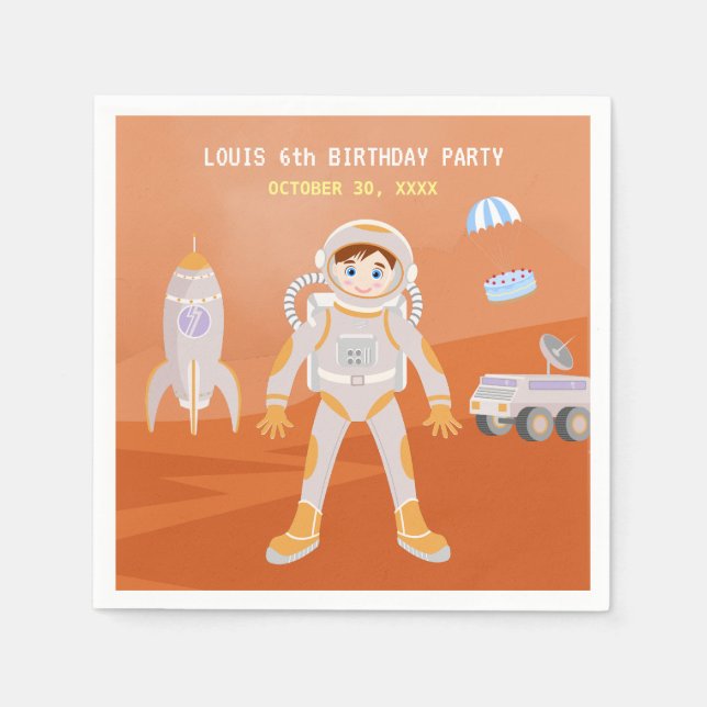 Servilleta De Papel Fiesta de cumpleaños con temática masculina astron (Anverso)