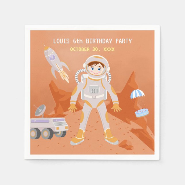 Servilleta De Papel Fiesta de cumpleaños con temática masculina astron (Anverso)
