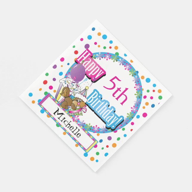 Servilleta De Papel Fiesta de cumpleaños con una ardilla Personalizado (Esquina)