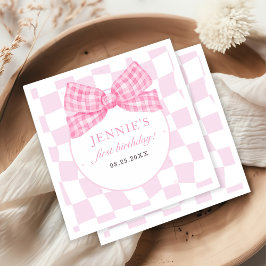 Servilleta De Papel Fiesta de cumpleaños Coquette con lazo rosa 1er añ