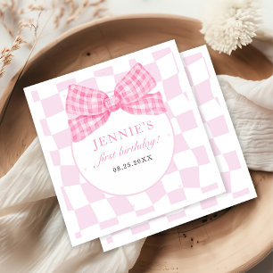 Servilleta De Papel Fiesta de cumpleaños Coquette con lazo rosa 1er añ