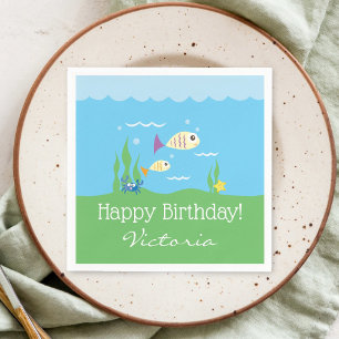 Servilleta De Papel Fiesta de cumpleaños Cute Under Sea Ocean Aquarium