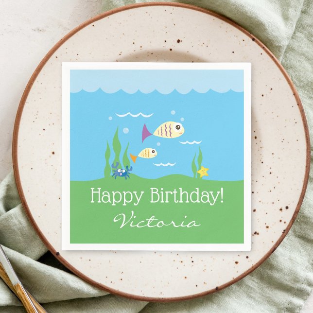 Servilleta De Papel Fiesta de cumpleaños Cute Under Sea Ocean Aquarium (Subido por el creador)