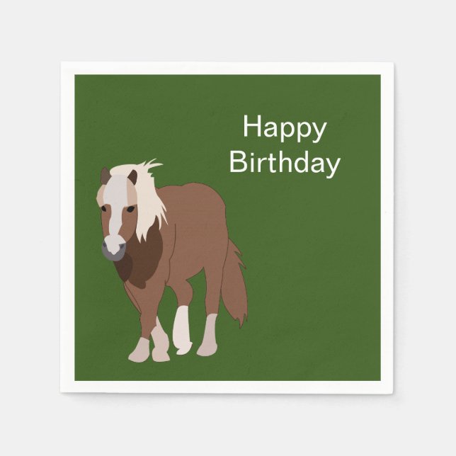 Servilleta De Papel Fiesta de Cumpleaños de Animal Caballo (Anverso)