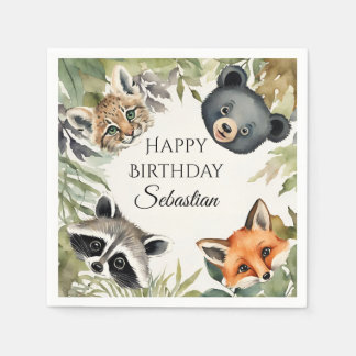 Servilleta De Papel Fiesta de cumpleaños de animales de la Cute Woodla