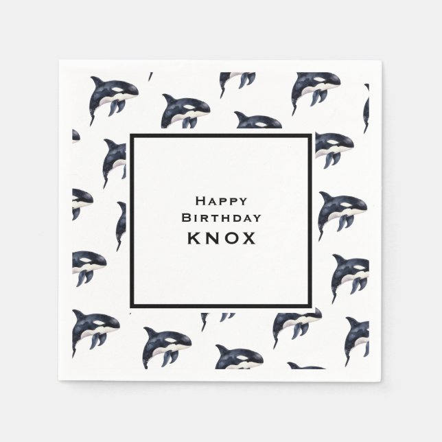 Servilleta De Papel Fiesta de cumpleaños de ballenas (Anverso)