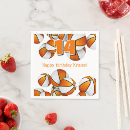 Servilleta De Papel fiesta de cumpleaños de baloncesto naranja blanco