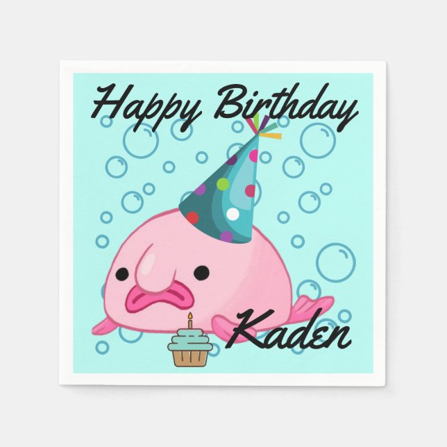 Servilleta De Papel Fiesta de cumpleaños de Blobfish (Anverso)