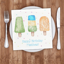 Servilleta De Papel Fiesta de cumpleaños de Blue Boys Summer Popsicle