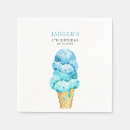 Servilleta De Papel Fiesta de cumpleaños de Blue Ice Cream Cone