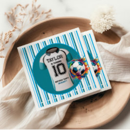 Servilleta De Papel fiesta de cumpleaños de Blue soccer Sports Boy Jer