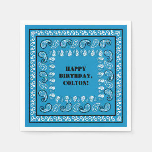 Servilleta De Papel Fiesta de cumpleaños de Blue Western Bandana Prin