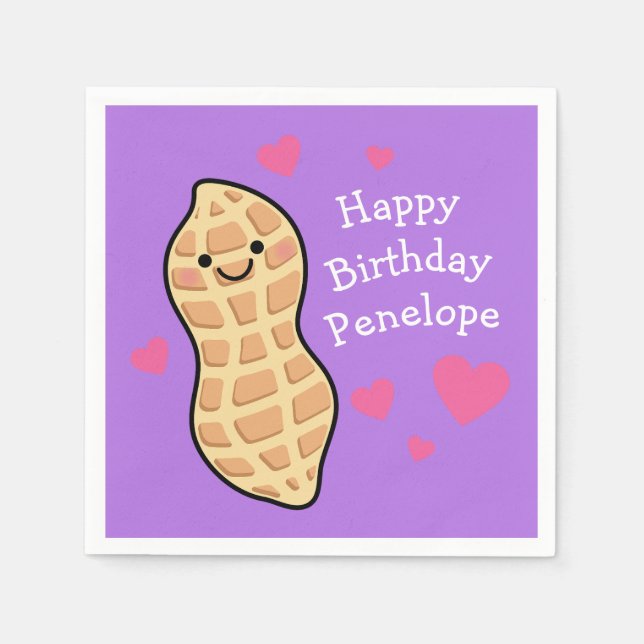 Servilleta De Papel Fiesta de cumpleaños de cacahuate Personalizado Nu (Anverso)