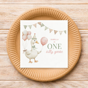 Servilleta De Papel Fiesta de Cumpleaños de Charming Pink One Silly Go