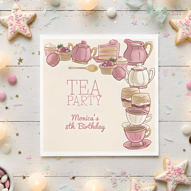 Servilleta De Papel fiesta de cumpleaños de chica de té rosado (Subido por el creador)