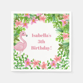 Servilleta De Papel Fiesta de cumpleaños de chicas tropicales rosadas 