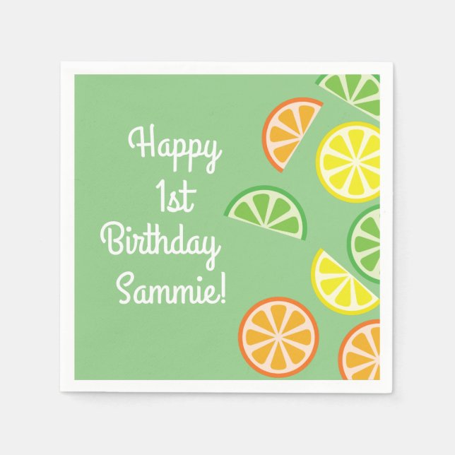 Servilleta De Papel Fiesta de cumpleaños de Citrus Slice (Anverso)
