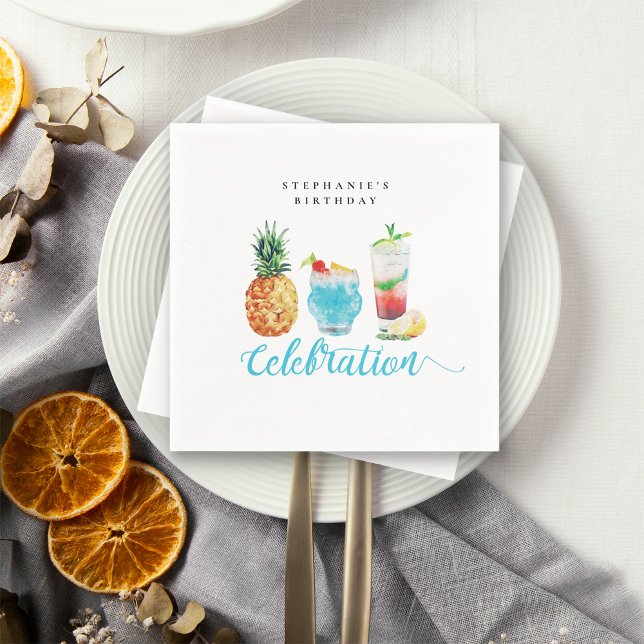 Servilleta De Papel Fiesta de cumpleaños de cóctel de verano divertida (Subido por el creador)