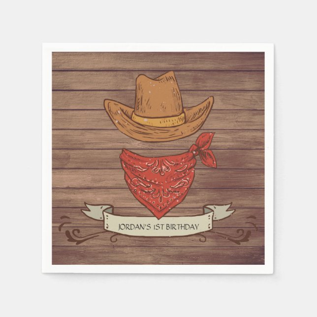 Servilleta De Papel Fiesta de cumpleaños de Cowboy Country (Anverso)