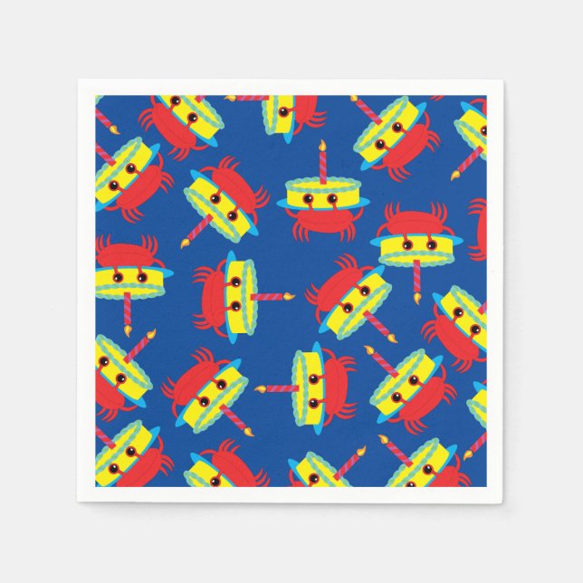 Servilleta De Papel Fiesta de cumpleaños de Crab Beach (Anverso)