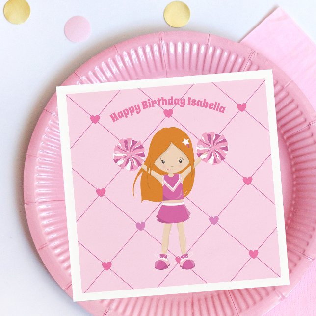 Servilleta De Papel Fiesta de cumpleaños de Cute Redhead CheerLeader P (Subido por el creador)