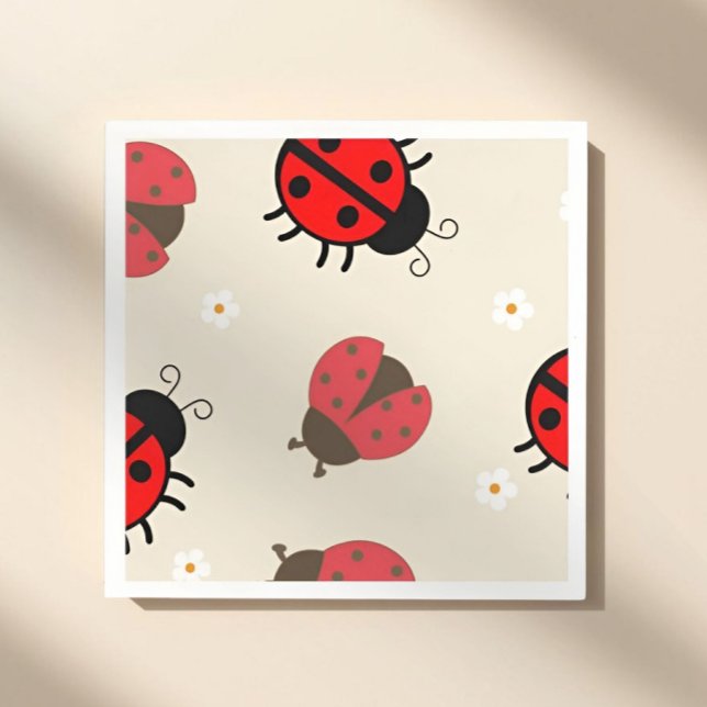 Servilleta De Papel Fiesta de cumpleaños de Daisy y Mariquita  (ladybug party napkins, ladybug birthday napkins, little ladybug party, ladybug party supplies, bug t)
