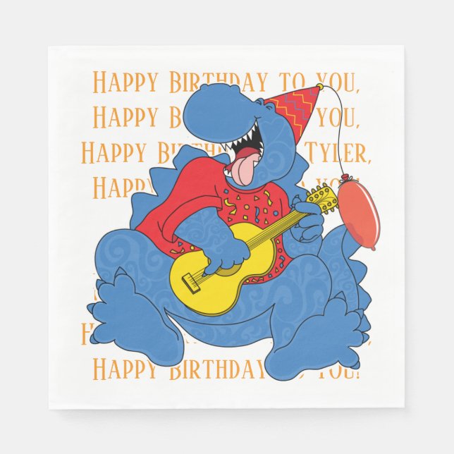 Servilleta De Papel Fiesta de cumpleaños de Dinosaur (Anverso)