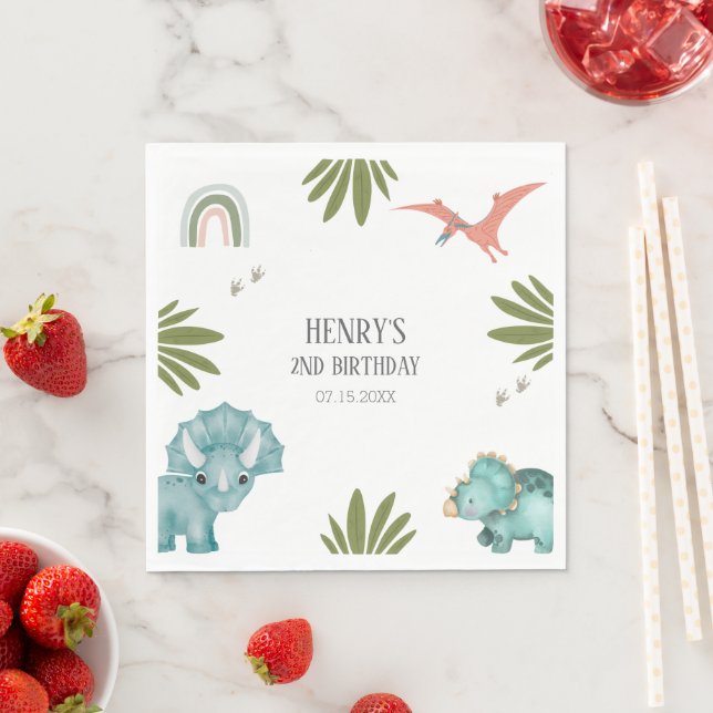 Servilleta De Papel Fiesta de cumpleaños de Dinosaur (In situ)