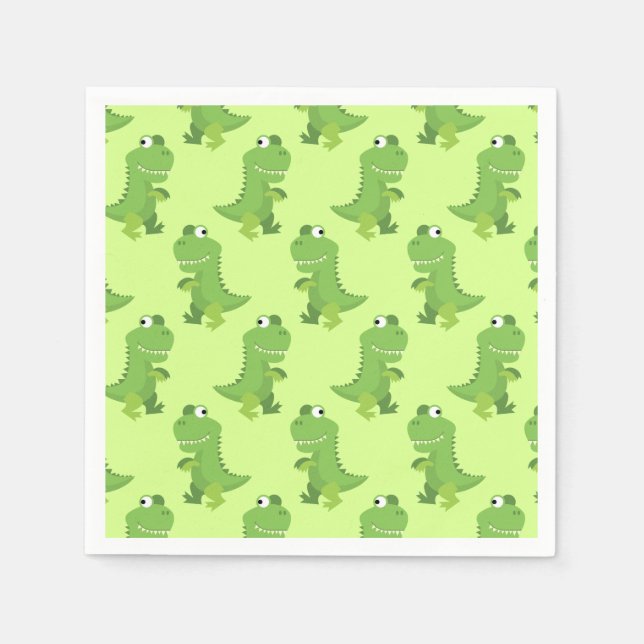 Servilleta De Papel Fiesta de cumpleaños de Dinosaur (Anverso)