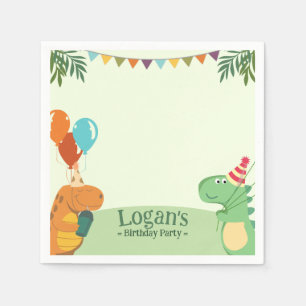 Servilleta De Papel Fiesta de cumpleaños de dinosaurio de dibujos anim