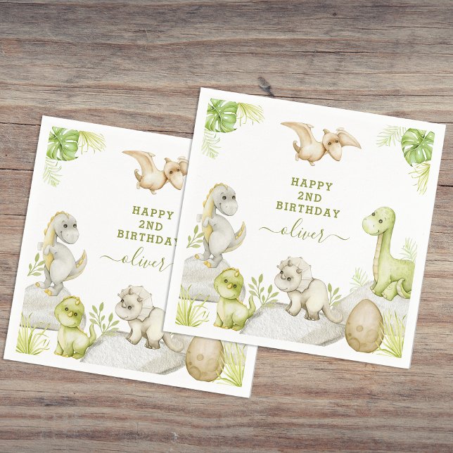 Servilleta De Papel Fiesta de Cumpleaños de Dinosaurios con Acuarela p (Subido por el creador)