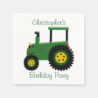 Servilleta De Papel Fiesta de cumpleaños de diseño de tractores verdes