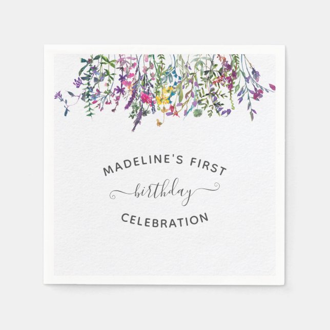 Servilleta De Papel Fiesta de cumpleaños de Flor silvestre (Anverso)