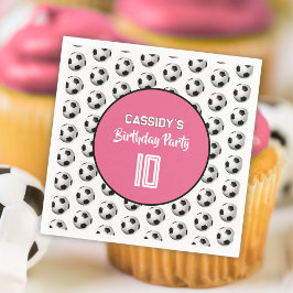 Servilleta De Papel Fiesta de cumpleaños de fútbol para niñas rosadas