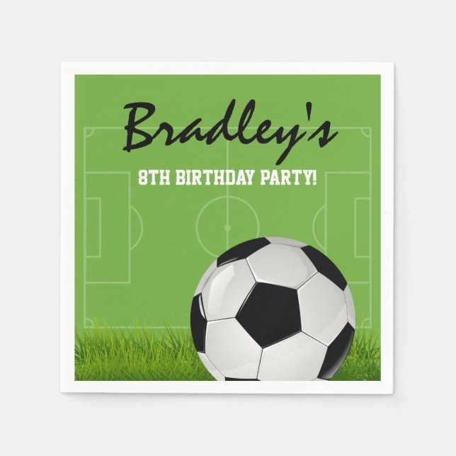 Servilleta De Papel Fiesta de cumpleaños de fútbol para niños (Anverso)