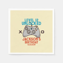 Servilleta De Papel Fiesta de cumpleaños de Gamer Boy desbloqueado de