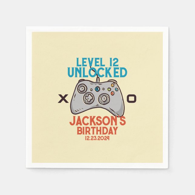 Servilleta De Papel Fiesta de cumpleaños de Gamer Boy desbloqueado de  (Anverso)