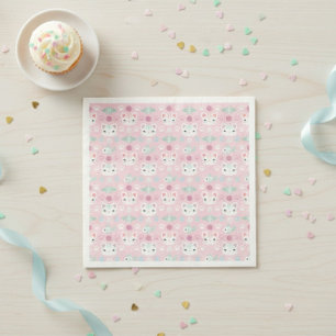 Servilleta De Papel Fiesta de Cumpleaños de Gatito Rosa Pastel