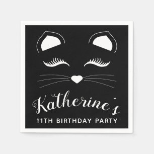 Servilleta De Papel Fiesta de cumpleaños de gato blanco y negro