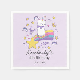 Servilleta De Papel Fiesta de cumpleaños de gatos de unicornio
