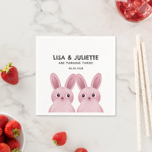 Servilleta De Papel Fiesta de cumpleaños de gemelas con dos niñas cone