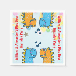 Servilleta De Papel Fiesta de cumpleaños de gemelos Dino Roar