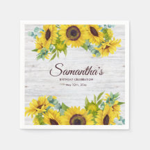 Fiesta de cumpleaños de girasoles con acuarela rús