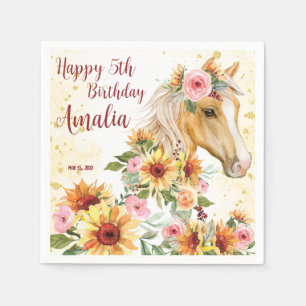Servilleta De Papel Fiesta de cumpleaños de girasoles de caballo perso